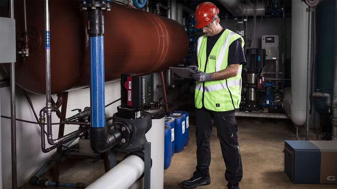 Pompa air Grundfos modern dengan efisiensi tinggi dan operasi hening